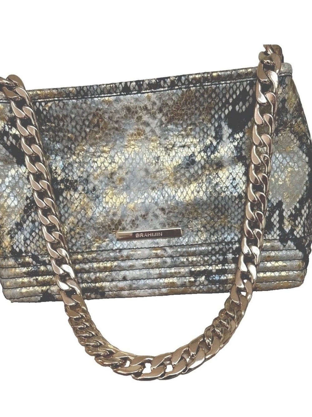 Brahmin Mod Lorelei Natural Ezana Snakeskin Embossed Leather Shoulder Bag - Picture 2 of 8